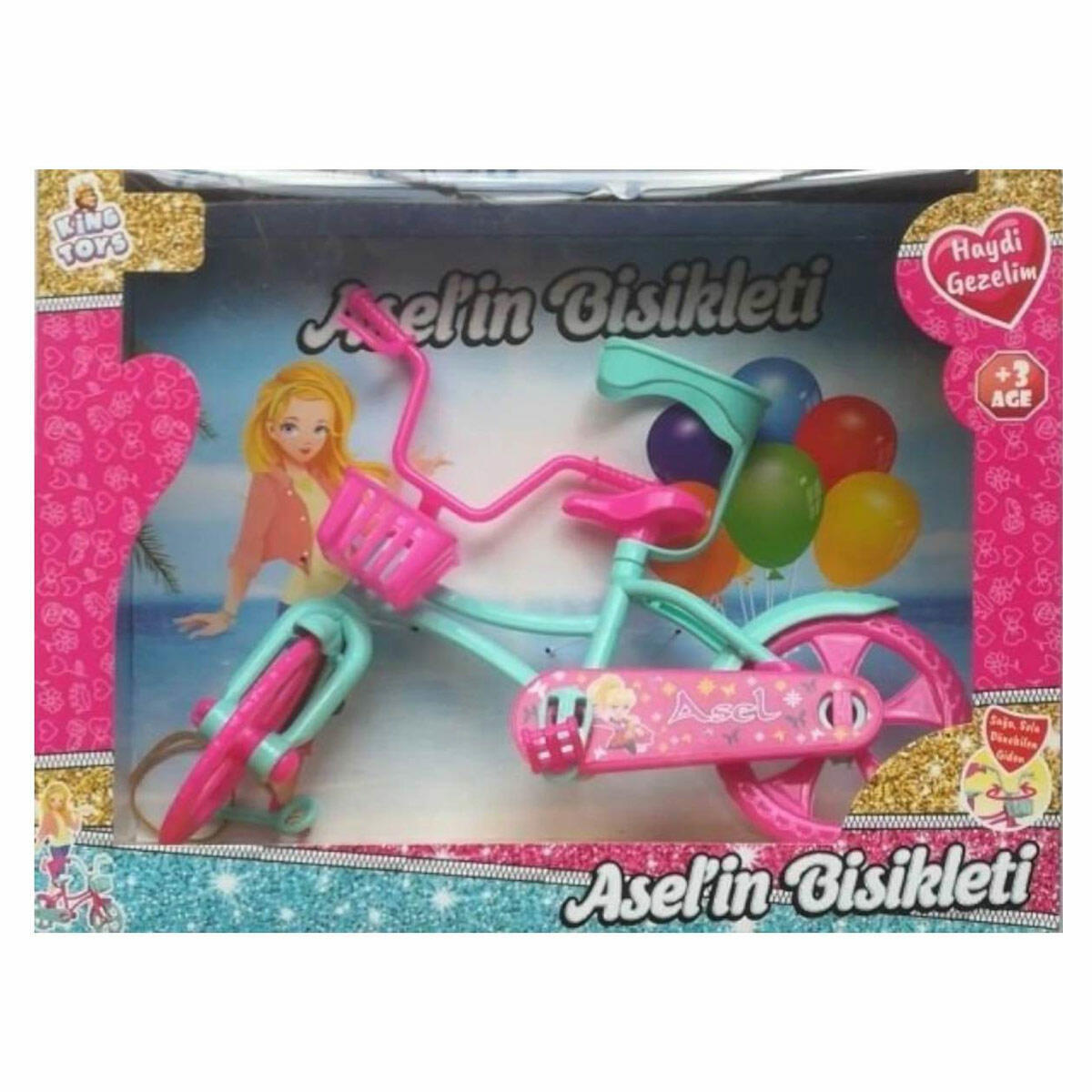 Asel'in Bisikleti | 26 cm Sepetli ve Renkli Oyuncak Bisiklet | Pembe ve Mavi Aksesuarlı Bisiklet