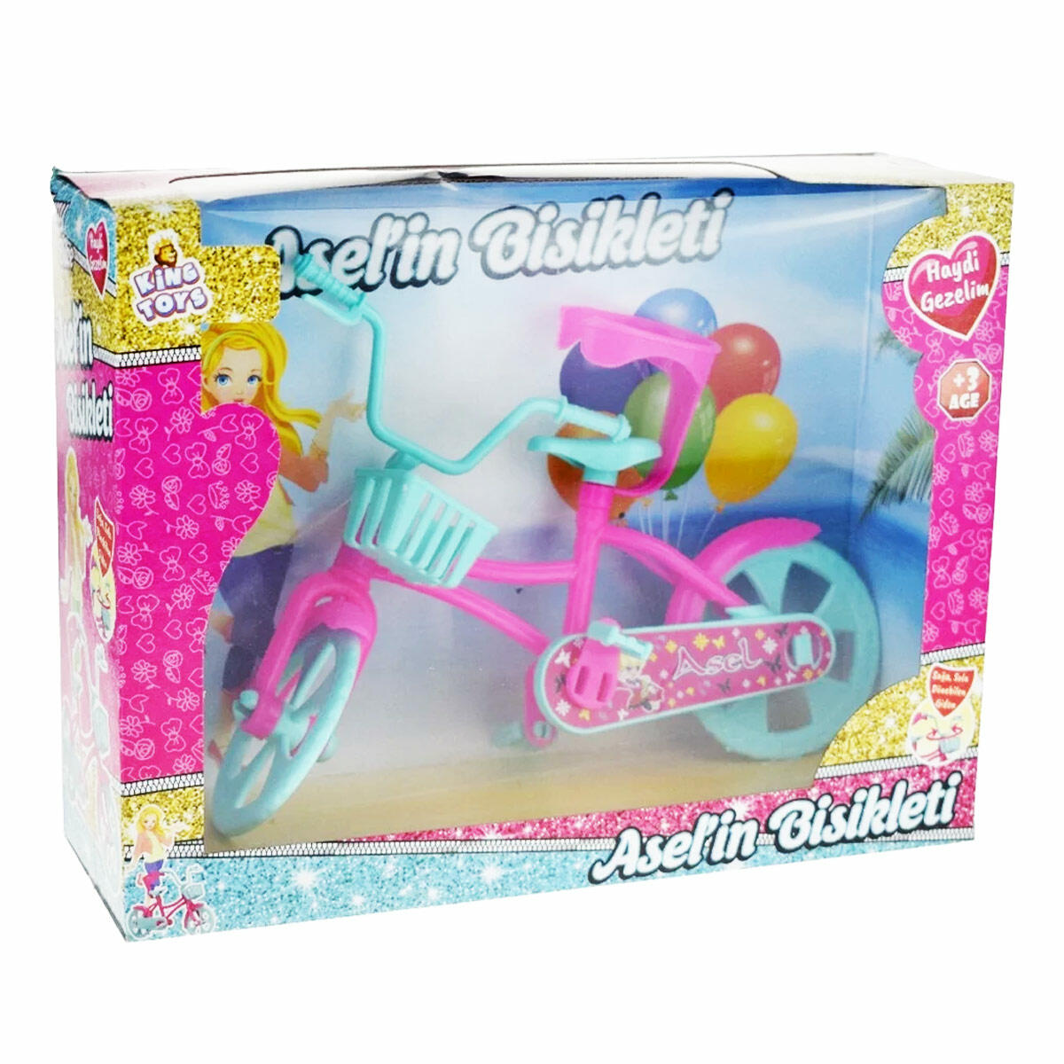 Asel'in Bisikleti | 26 cm Sepetli ve Renkli Oyuncak Bisiklet | Pembe ve Mavi Aksesuarlı Bisiklet