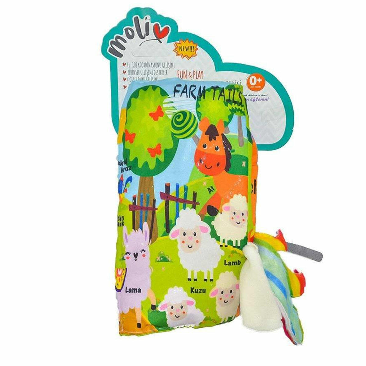 Asya Oyuncak Askılı Eğitici Bebek Kitabı | Hışırtılı Sayfalar ve Yumuşak Doku | Bebekler İçin İlk Aktivite ve Duyusal Gelişim Kitabı