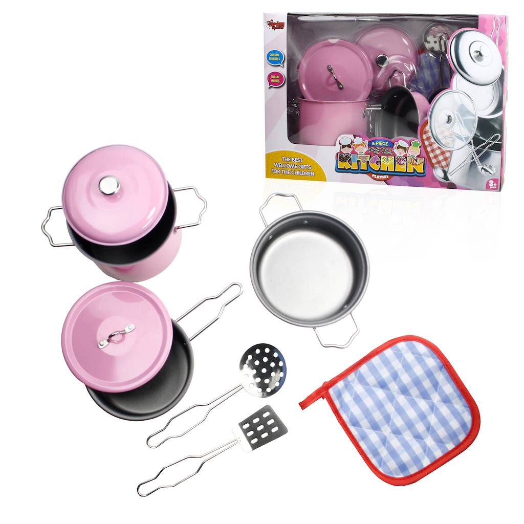 8 Parça Renkli Metal Tencere Tava Mutfak Seti