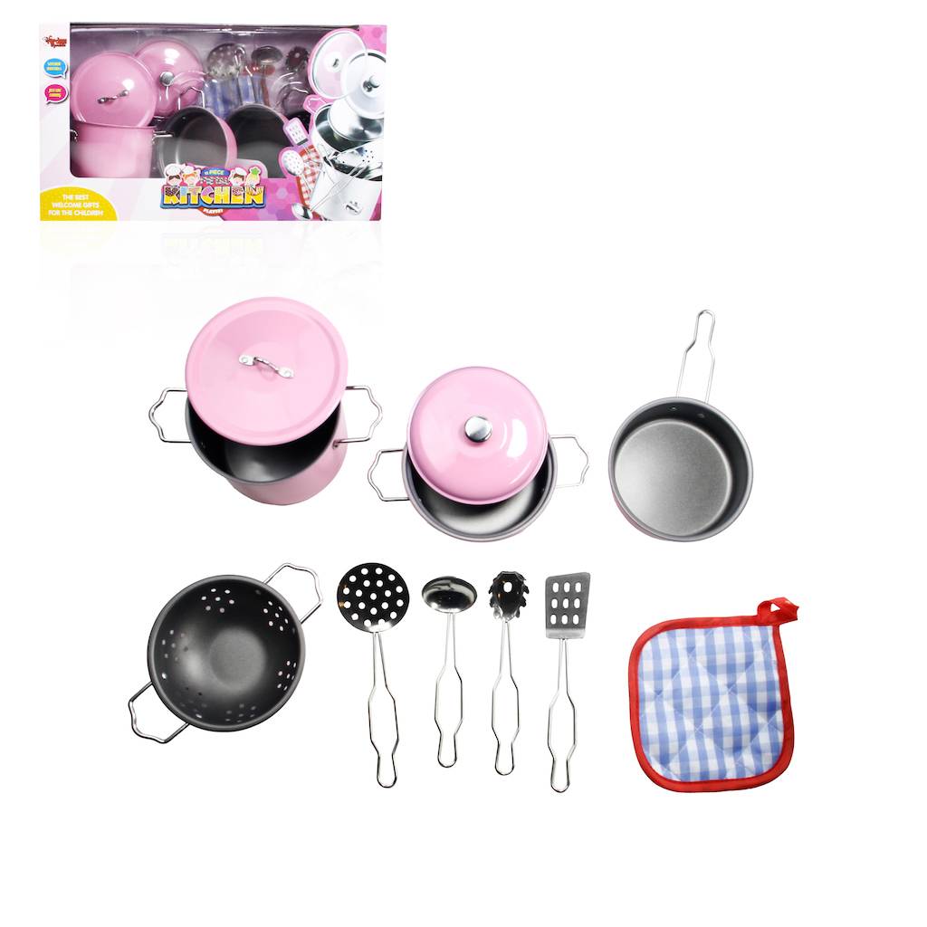 11 Parça Renkli Metal Tencere Tava Mutfak Seti