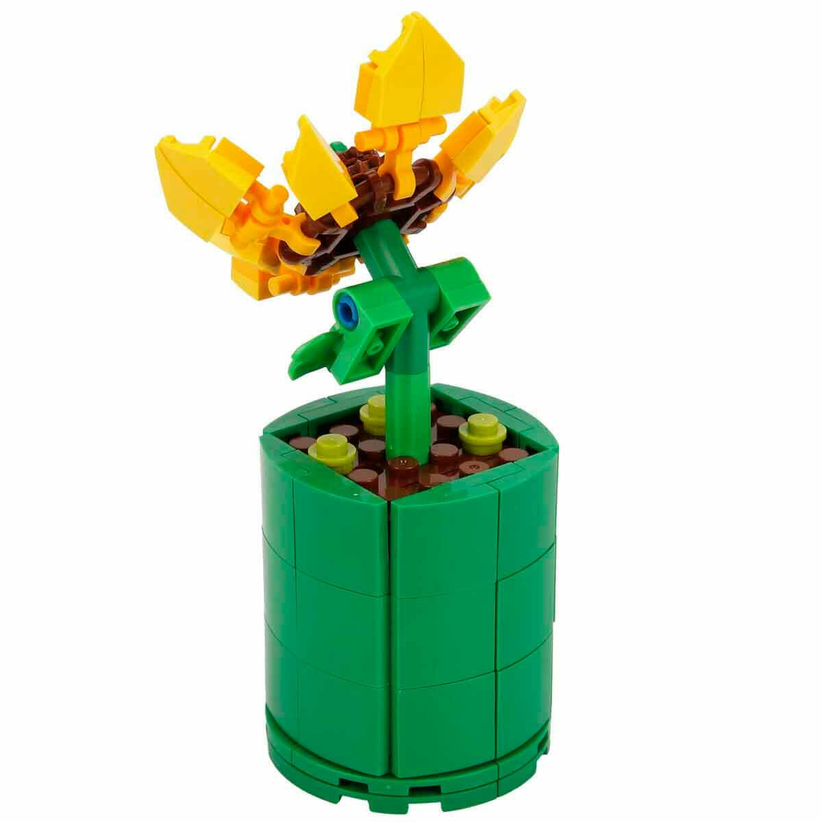 Flower Set Ayçiçeği Buketi 110 Parça | Dekoratif Çiçek Yapım Seti | Saksılı Solmayan Ayçiçeği Yapım Blokları