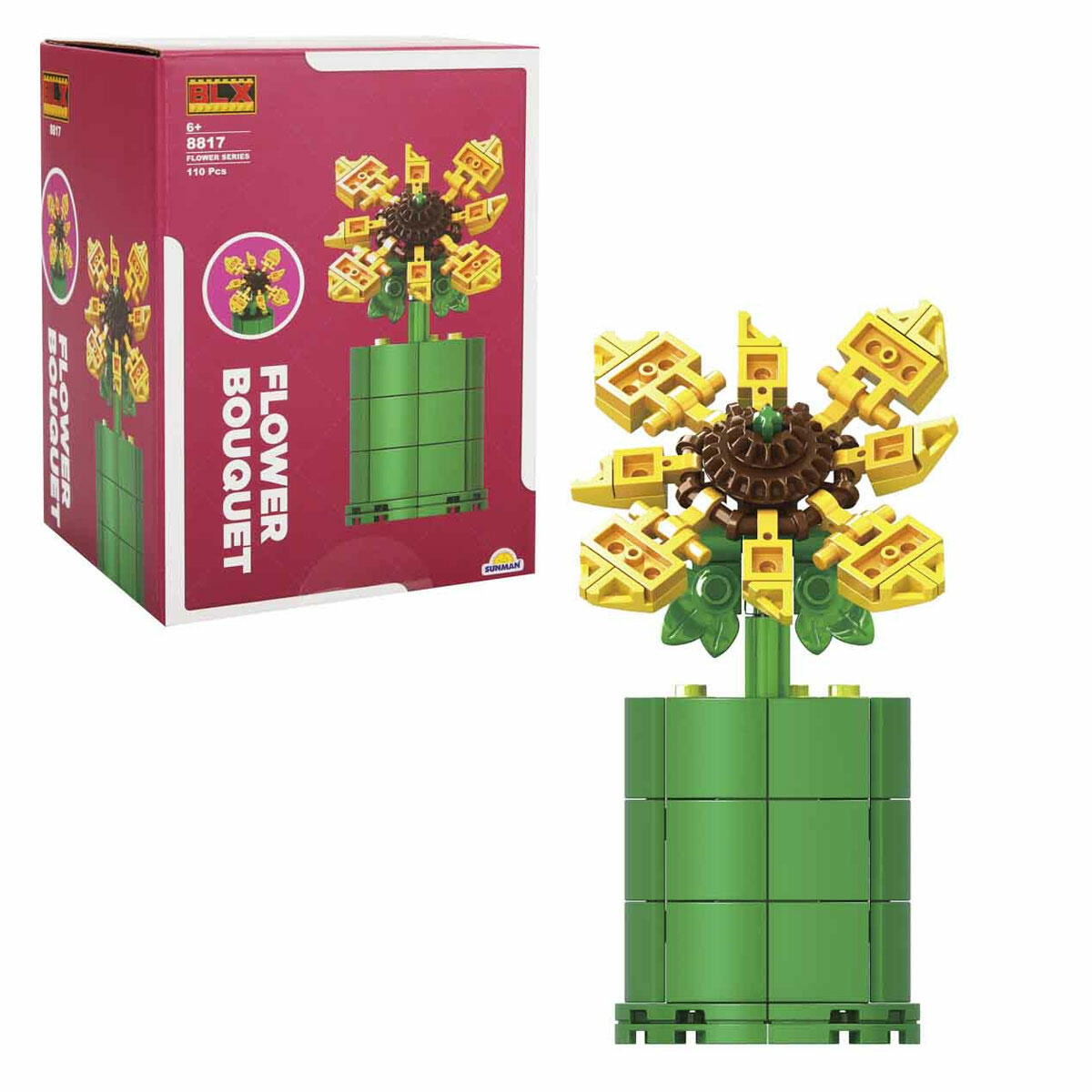 Flower Set Ayçiçeği Buketi 110 Parça | Dekoratif Çiçek Yapım Seti | Saksılı Solmayan Ayçiçeği Yapım Blokları