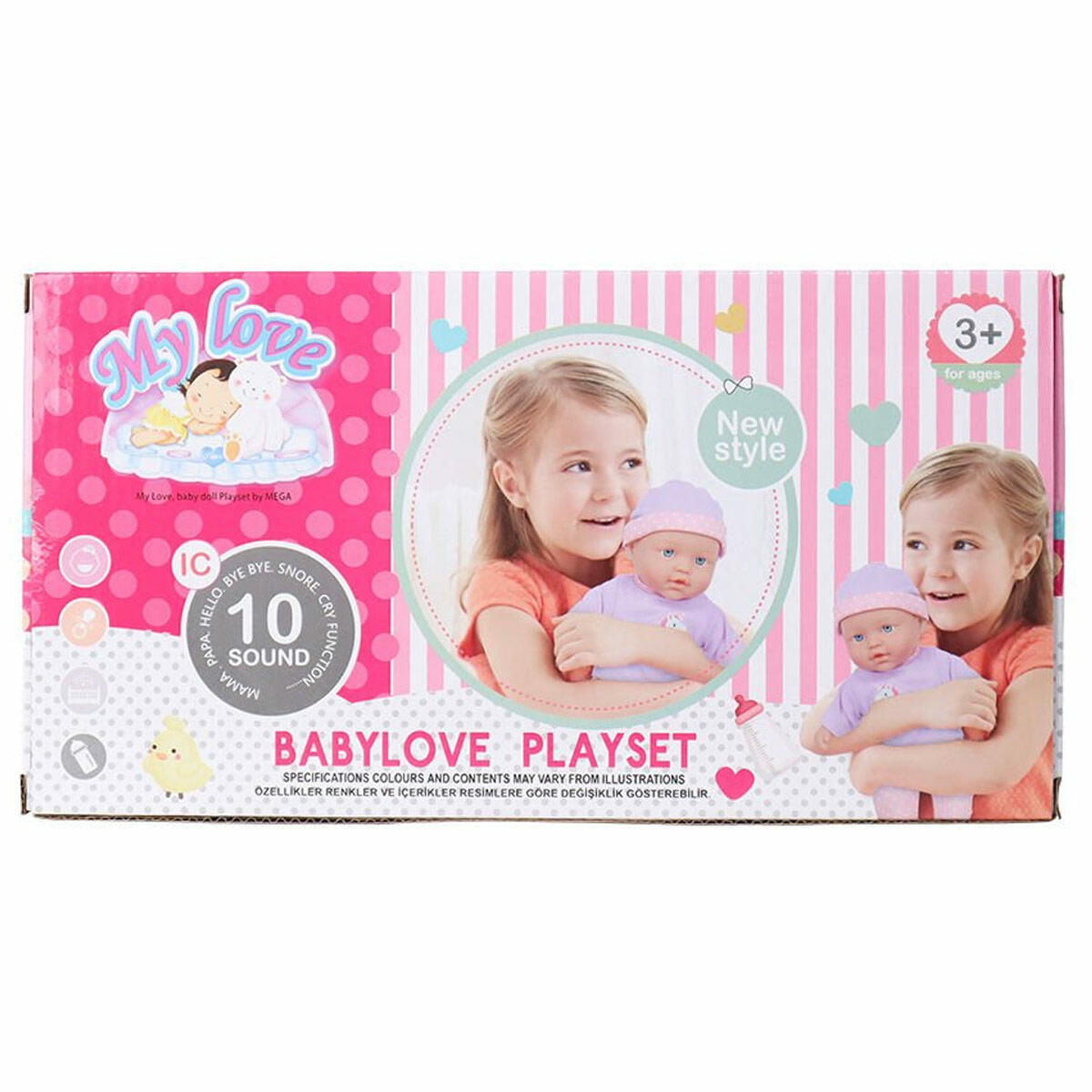 Babydoll My Love 30 cm Sesli Bebek | 10 Farklı Ses Çıkaran İnteraktif Bebek | Biberonlu Ve Pilli Bakım Seti