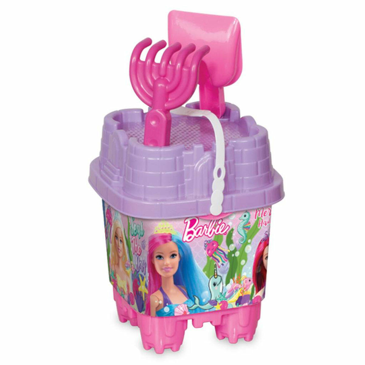 Barbie Büyük Kale Kum Kovası Set | 8 Parça Plaj Oyun Seti | Dede Oyuncak Lisanslı Barbie Kum Kalıpları
