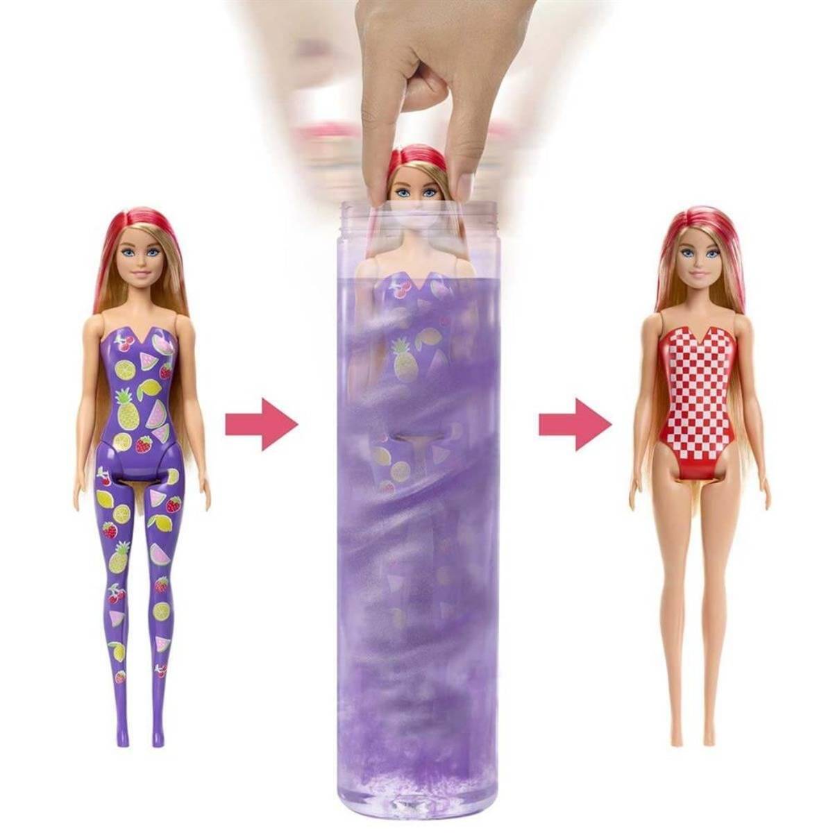 Barbie Color Reveal Sürpriz Meyve Deseni Elbiseli Bebekler