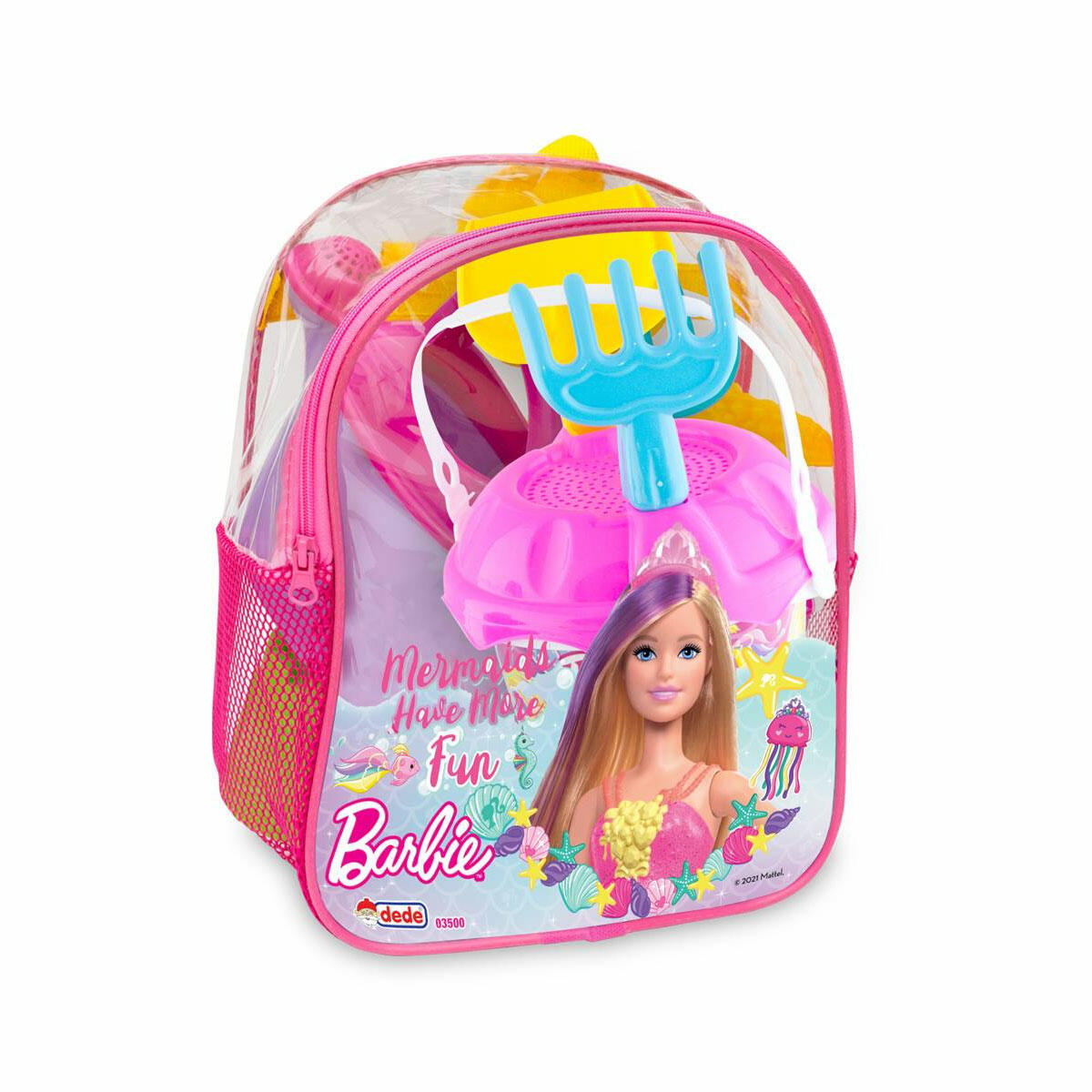 Barbie Resimli Sırt Çantalı Plaj Seti 8 Parça | Dede Oyuncak Kum ve Deniz Seti | Barbie Desenli Çocuk Plaj Oyuncakları