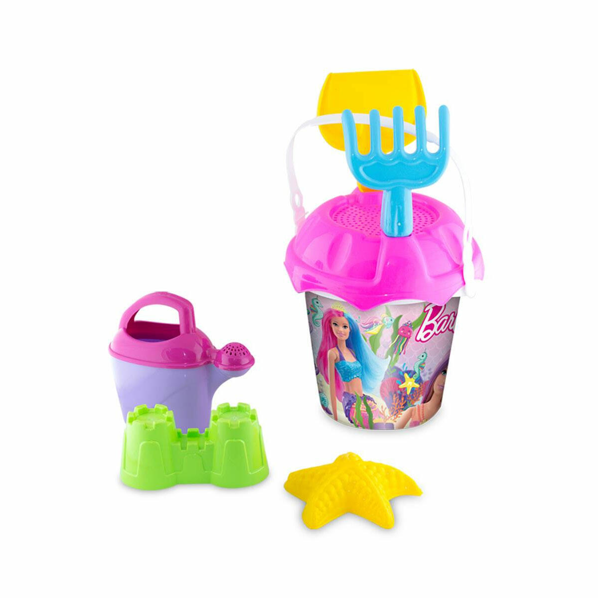 Barbie Resimli Sırt Çantalı Plaj Seti 8 Parça | Dede Oyuncak Kum ve Deniz Seti | Barbie Desenli Çocuk Plaj Oyuncakları