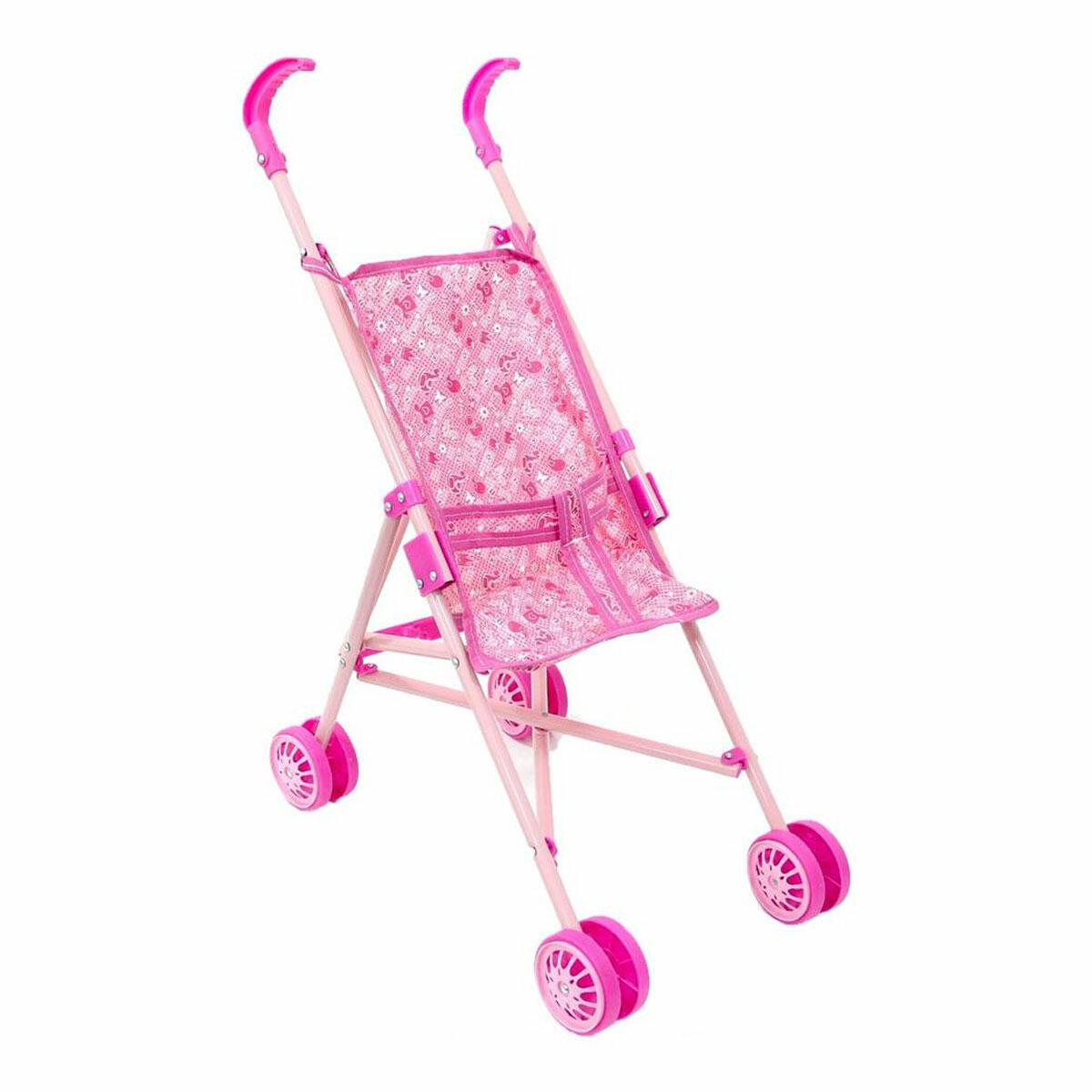Oyuncak Katlanabilir Baston Metal Pembe Bebek Puseti | 57 cm Metal Gövdeli Oyuncak Bebek Arabası | Yerli Üretim Şık Evcilik Oyuncağı