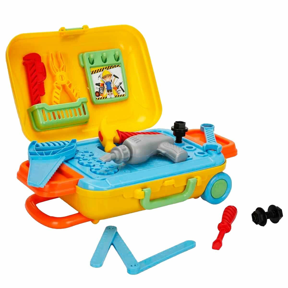 Bavul Teknik Tamir Seti 18 Parça | Tekerlekli ve Kilitli Usta Çantası | Eğitici El Aletleri Oyun Seti