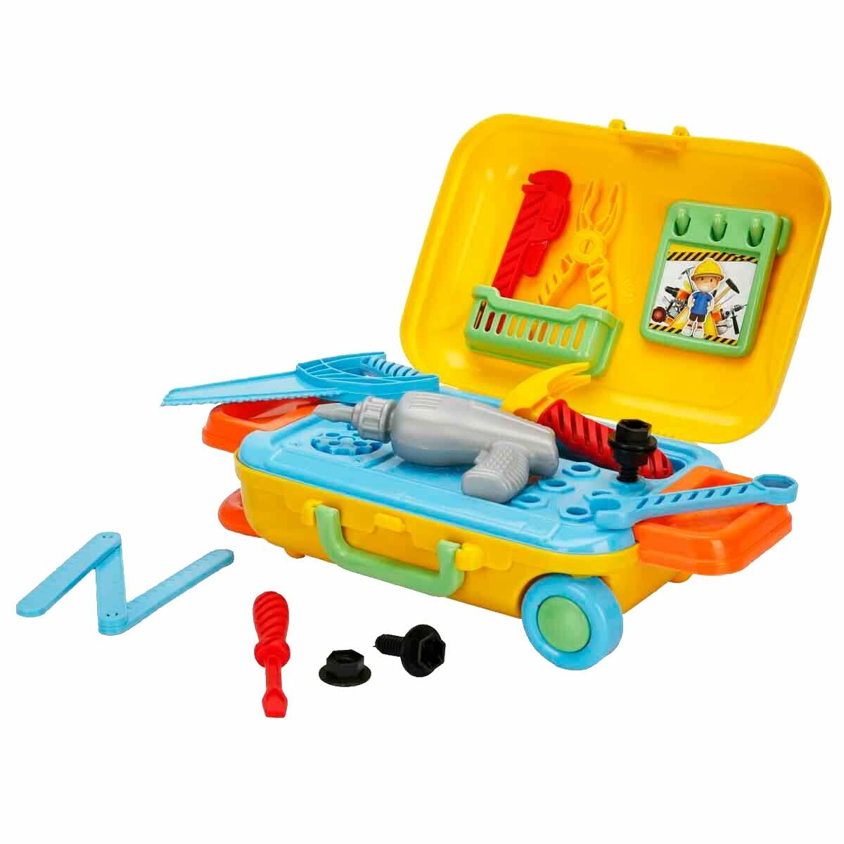 Bavul Teknik Tamir Seti 18 Parça | Tekerlekli ve Kilitli Usta Çantası | Eğitici El Aletleri Oyun Seti