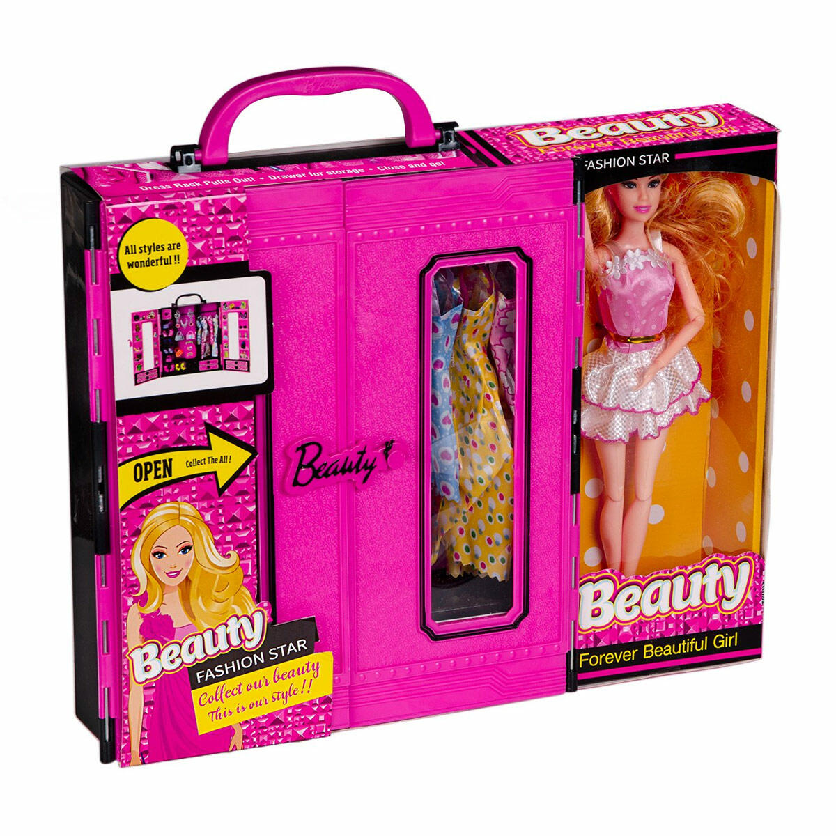 Beauty Gardırop Çanta 30 Parça Aksesuarlı Set | Sonsuz Hareket Bebekli Moda Evi | Bebek Ve Elbise Dolabı Oyun Seti