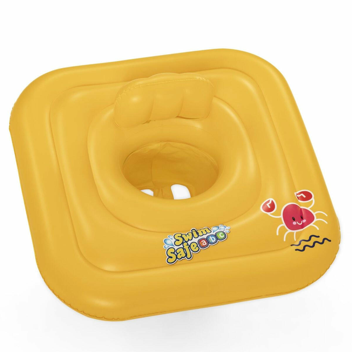 Swim Safe ABC™ WonderSplash™ Bebek Kare Deniz Simidi 76x76 cm | Üçlü Hava Çemberli Güvenli Bebek Binici | A-Model İlk Yüzme Eğitimi Simidi