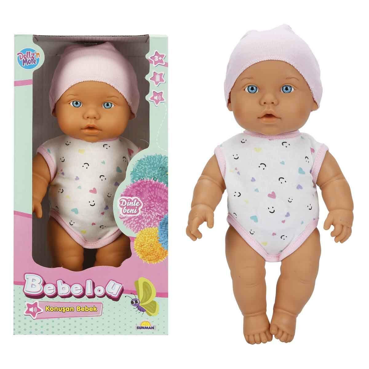 Bebelou Konuşan Bebek 32 cm | Sesli Ve Mavi Gözlü İnteraktif Oyuncak Bebek | Piller Dahil Konuşan Bebek