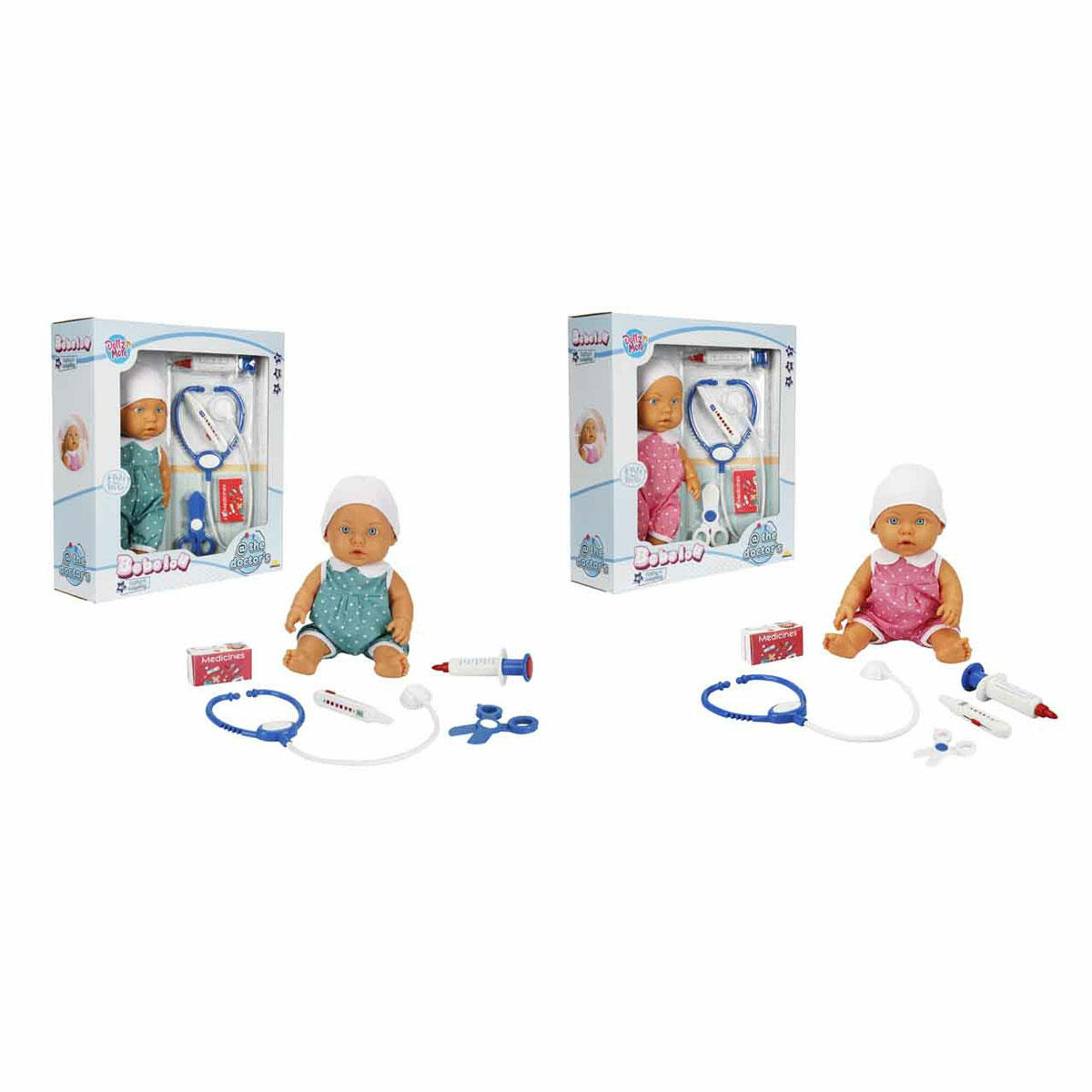 Sesli Bebelou The Doctor's Bebek Seti 32 cm | Sesli ve Aksesuarlı Doktor Bebek | Eğitici Meslek ve Empati Oyun Seti