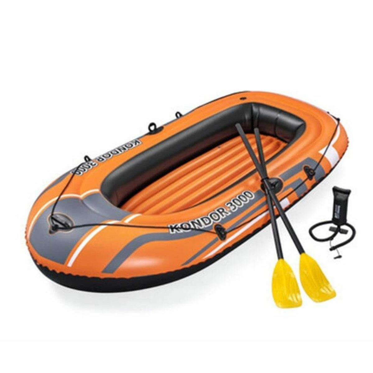 Bestway 3 Kişilik Şişme Bot Seti | 242 x 141 cm Kürekli ve Pompalı Bot Takımı | Tuzlu ve Tatlı Suya Dayanıklı PVC Şişme Bot