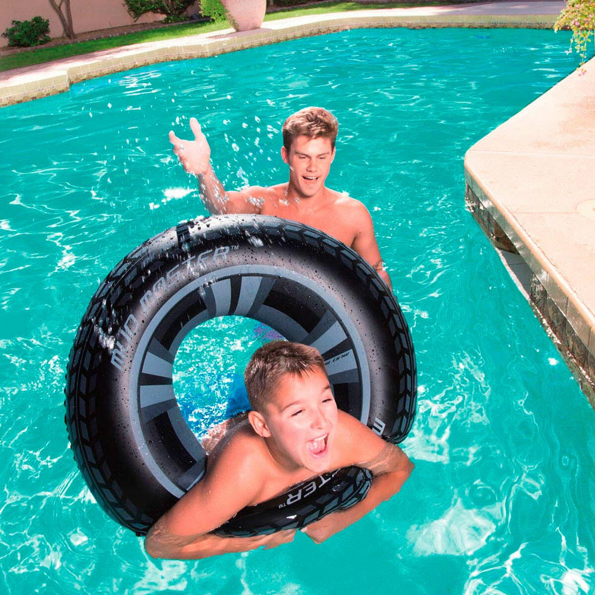 Bestway 91 cm Teker Desenli Deniz Simidi | Havuz ve Deniz İçin Dev Tekerlekli Şişme Simit | 6 Yaş ve Üzeri Dayanıklı PVC Deniz Oyuncağı