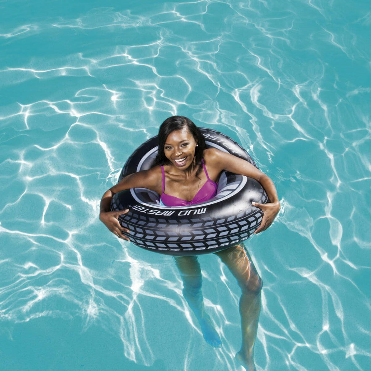 Bestway 91 cm Teker Desenli Deniz Simidi | Havuz ve Deniz İçin Dev Tekerlekli Şişme Simit | 6 Yaş ve Üzeri Dayanıklı PVC Deniz Oyuncağı