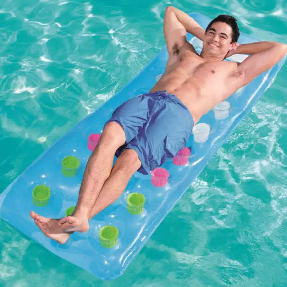 Bestway® Bardaklı Deniz ve Havuz Yatağı | 177x63 cm | UV 50+ Korumalı ve Yastıklı Lüks Deniz Şezlongu