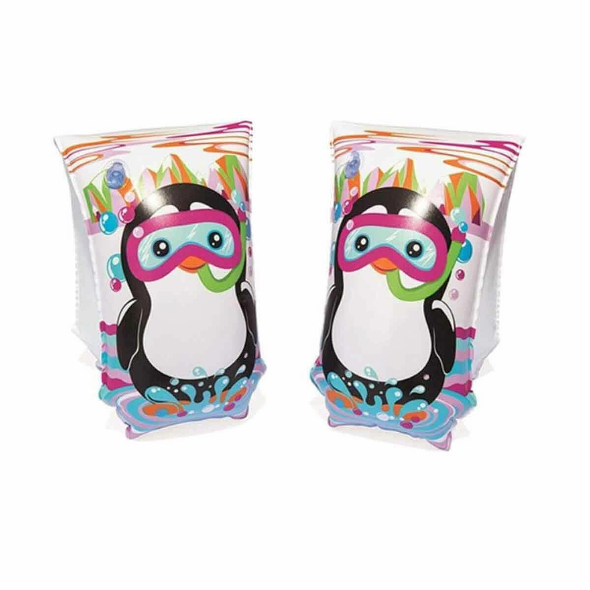 Bestway Hayvan Desenli Kolluk 30 x 15 cm | Penguen ve Köpekbalığı Desenli Dayanıklı PVC Çocuk Yüzme Yardımcısı
