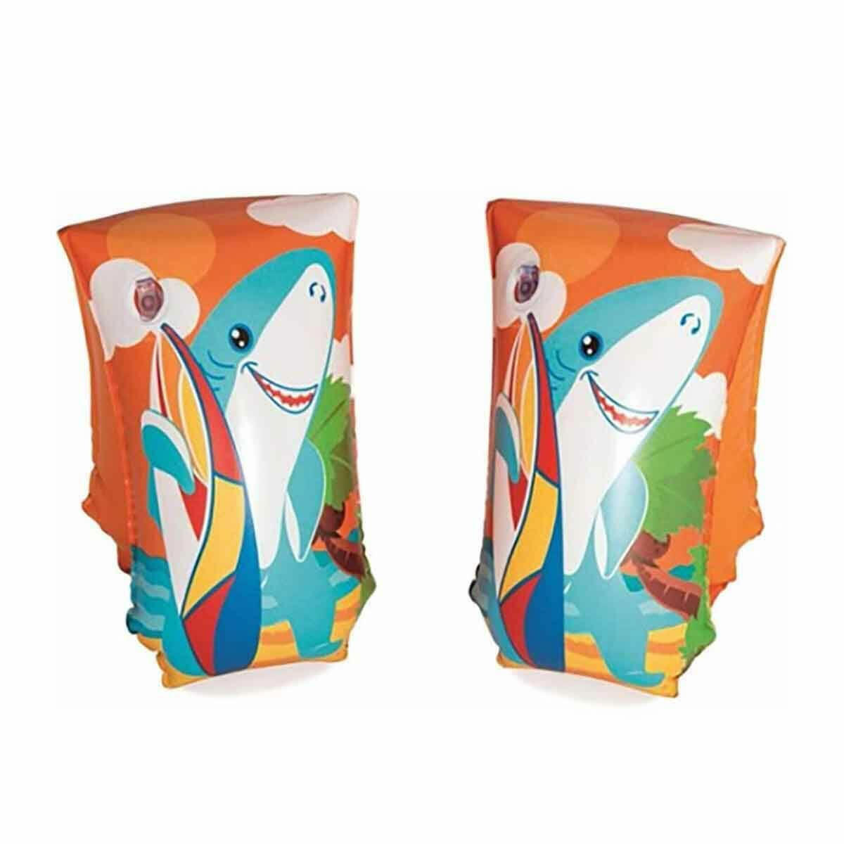 Bestway Hayvan Desenli Kolluk 30 x 15 cm | Penguen ve Köpekbalığı Desenli Dayanıklı PVC Çocuk Yüzme Yardımcısı