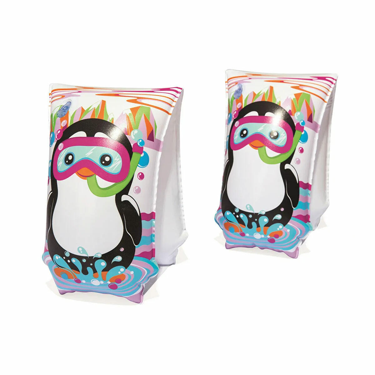 Bestway Hayvan Desenli Kolluk 30 x 15 cm | Penguen ve Köpekbalığı Desenli Dayanıklı PVC Çocuk Yüzme Yardımcısı