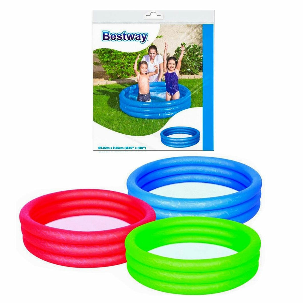 Bestway® Renkli Çocuk Havuzu 102 cm – 3 Bölmeli Dayanıklı Şişme Havuz