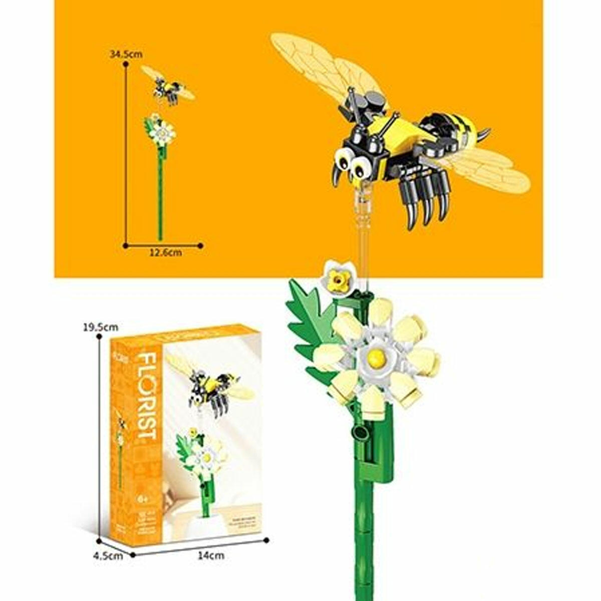 Beyaz Yonca Arısı 107 Parça Blok Seti | Dekoratif Doğa Serisi Yapım Oyuncağı | Estetik ve Eğitici Masaüstü Blok Seti