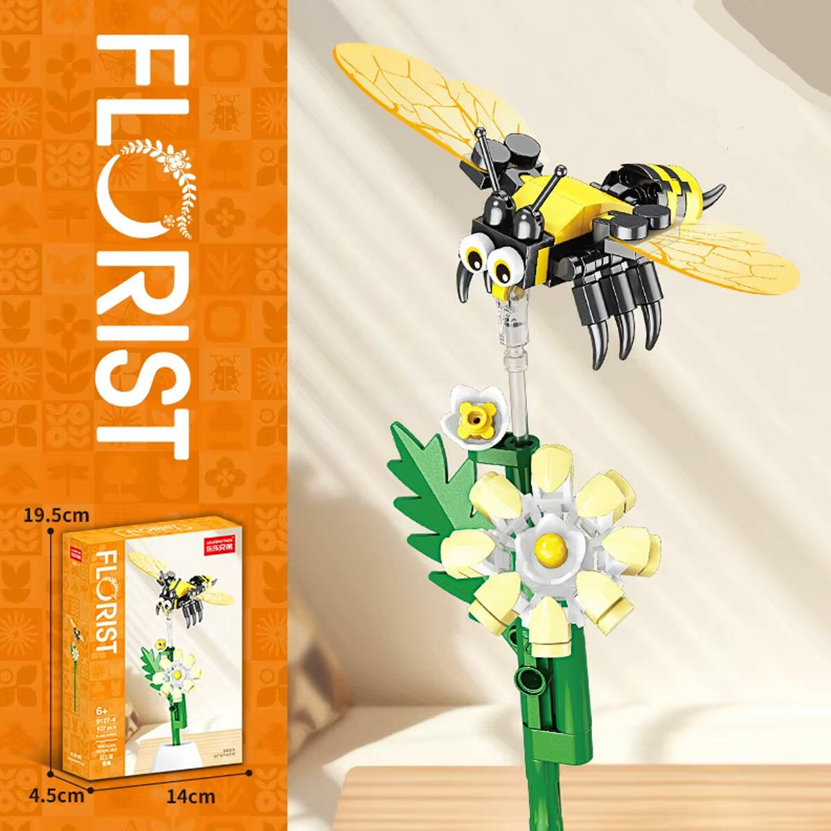 Beyaz Yonca Arısı 107 Parça Blok Seti | Dekoratif Doğa Serisi Yapım Oyuncağı | Estetik ve Eğitici Masaüstü Blok Seti