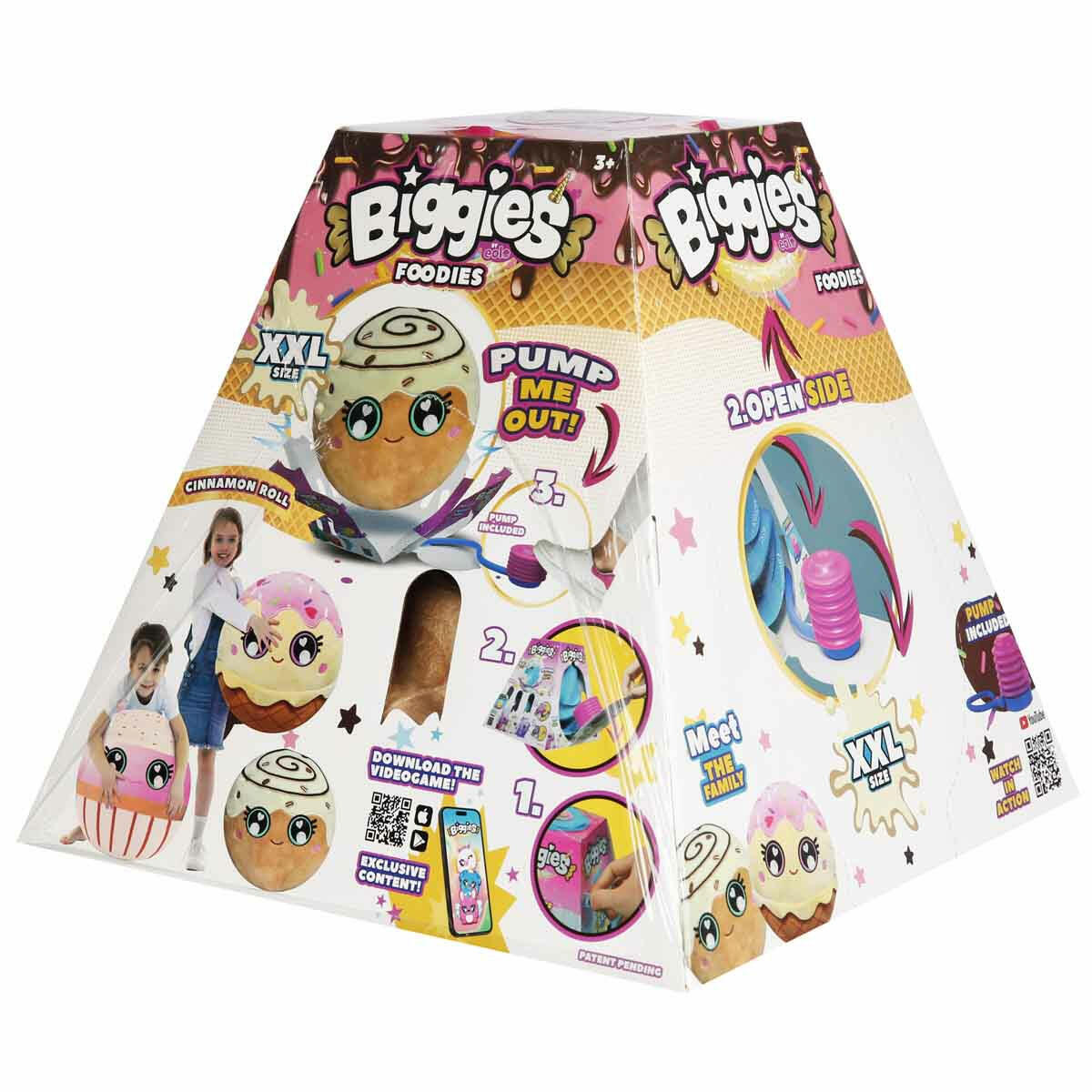 Biggies Şişme Peluş Cinnamon Roll XXL Foodies S6 | 45 cm Dev Şişirilebilir Pelüş | Foodies Serisi Pompa Dahil Sürpriz Kutu