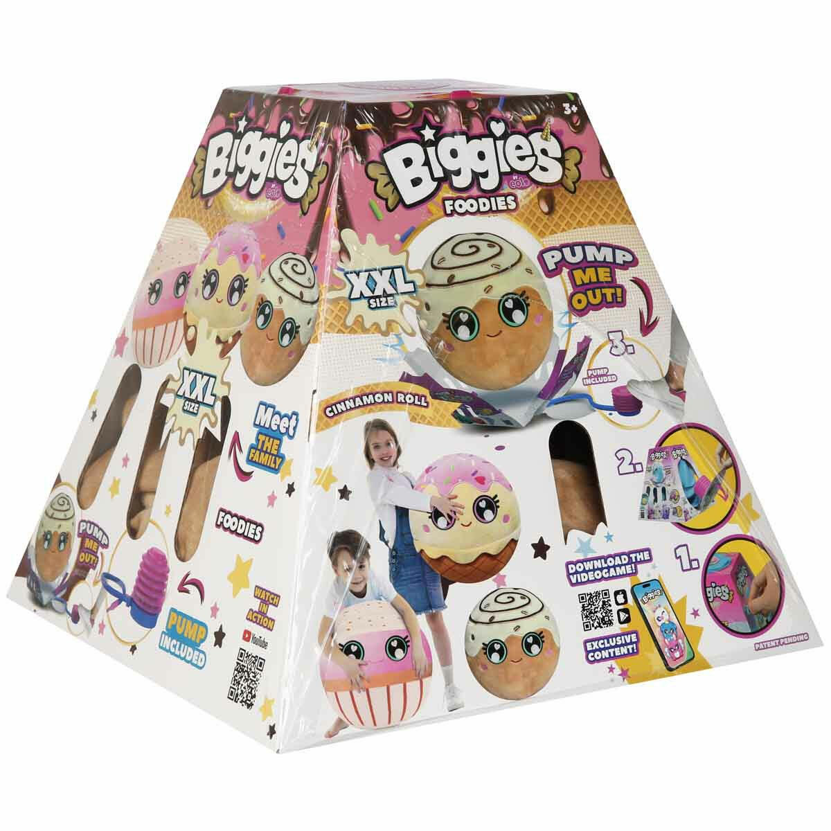 Biggies Şişme Peluş Cinnamon Roll XXL Foodies S6 | 45 cm Dev Şişirilebilir Pelüş | Foodies Serisi Pompa Dahil Sürpriz Kutu