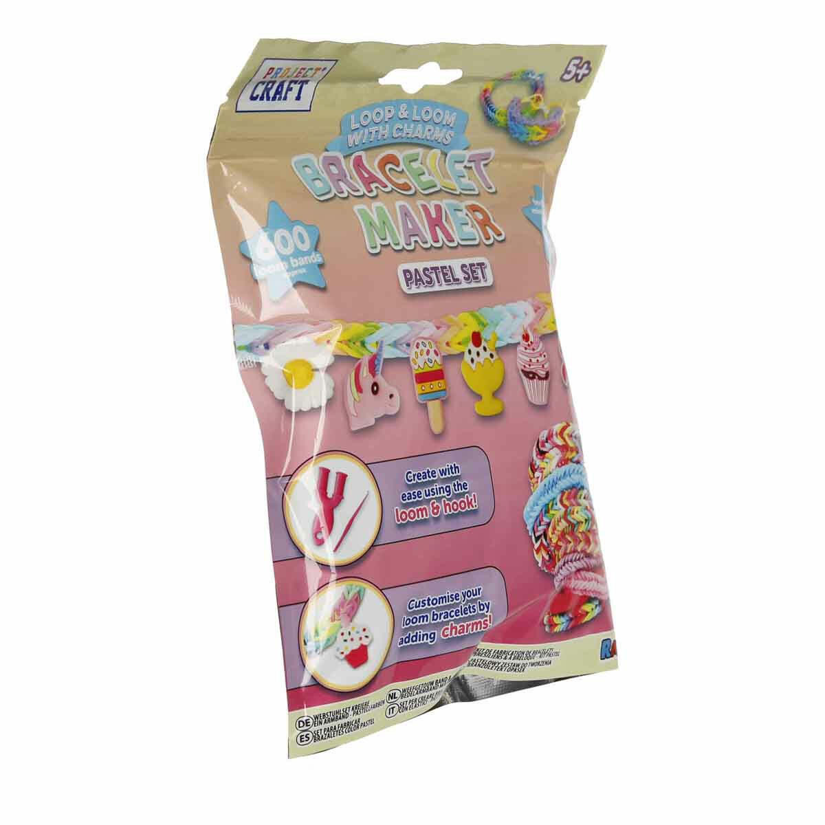 Bileklik Yapım Seti (600+ Parça) | Renkli Lastikler, Charmlar ve Örme Aparatı ile Kendin Yap Takı Tasarım Seti