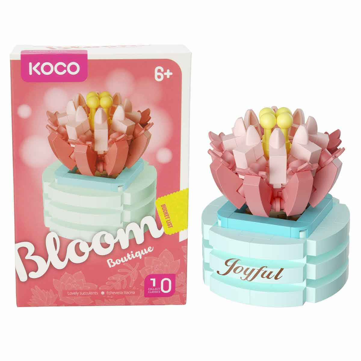 Bloom Boutique Sukulent Saksı Çiçekleri 3D Puzzle | KOCO Mini İnşaat Blokları ve Koleksiyonluk Çiçek Serisi