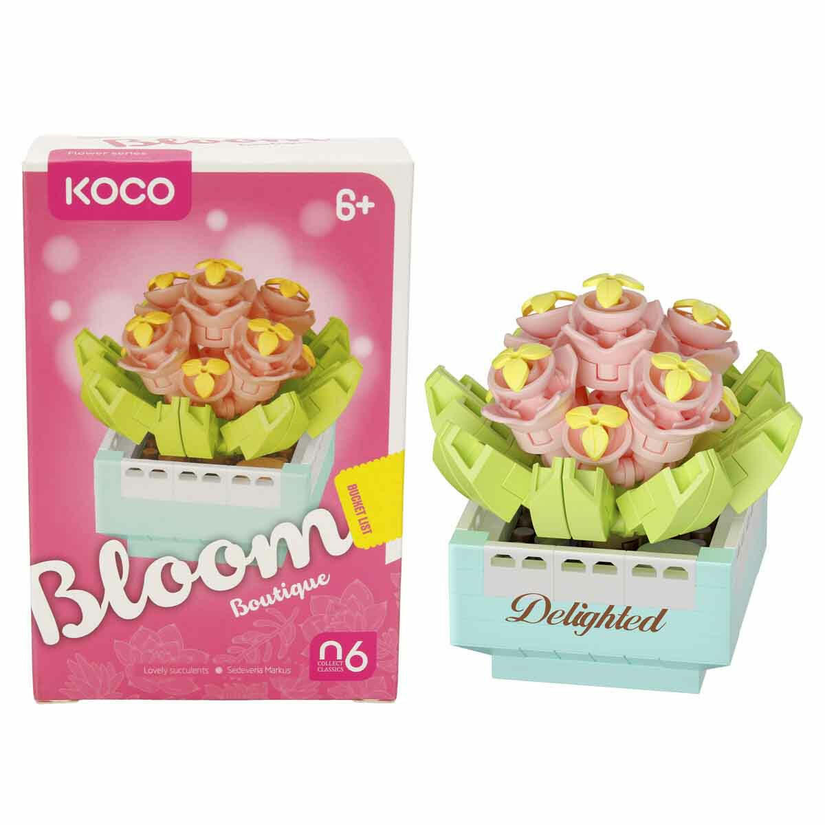 Bloom Boutique Sukulent Saksı Çiçekleri 3D Puzzle | KOCO Mini İnşaat Blokları ve Koleksiyonluk Çiçek Serisi
