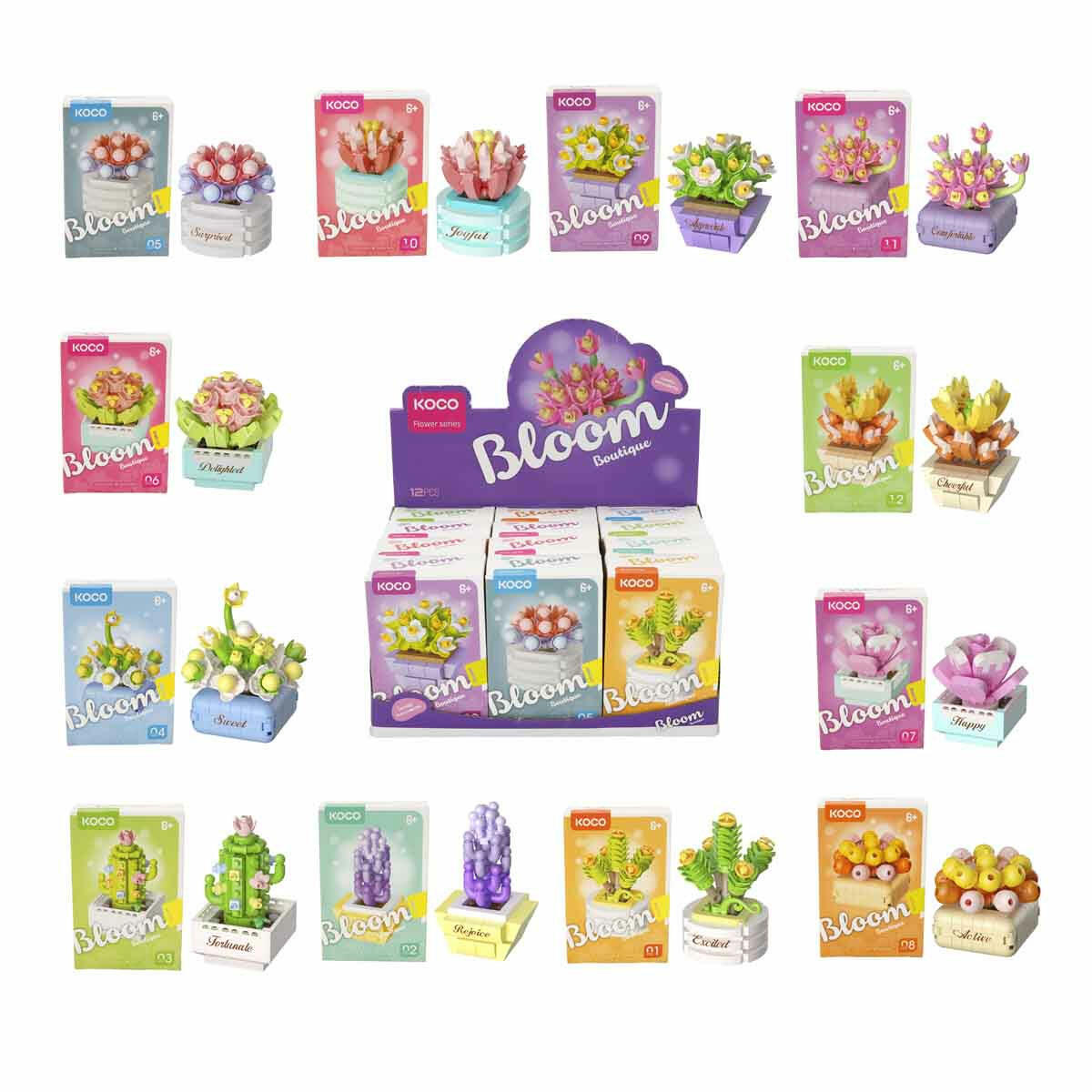 Bloom Boutique Sukulent Saksı Çiçekleri 3D Puzzle | KOCO Mini İnşaat Blokları ve Koleksiyonluk Çiçek Serisi