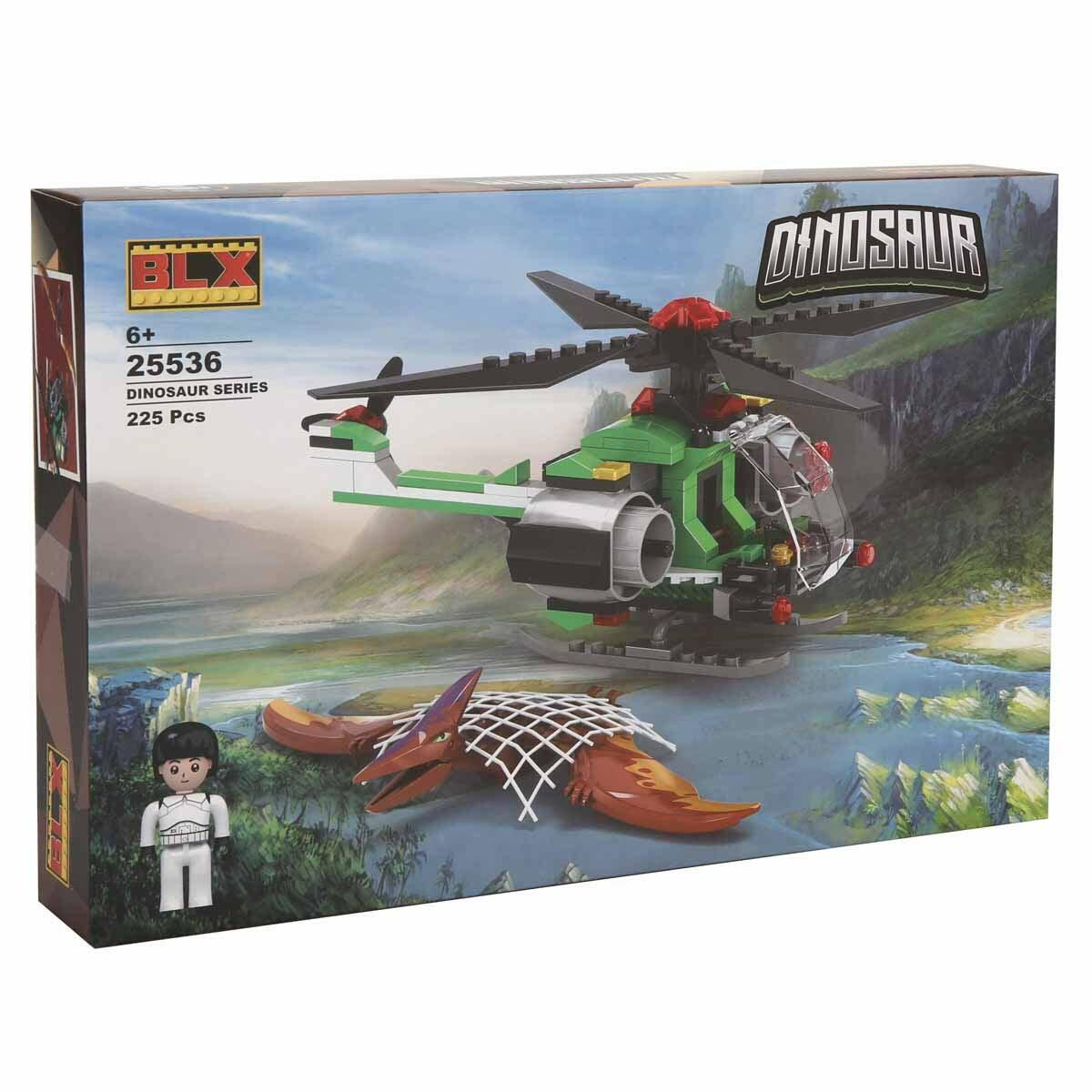 BLX Dinosaur Kanatlı Dinozorlar Ve Helikopter | 225 Parça Dinozor Dünyası Yapım Seti | Teknik İnşa Ve Keşif Oyun Seti