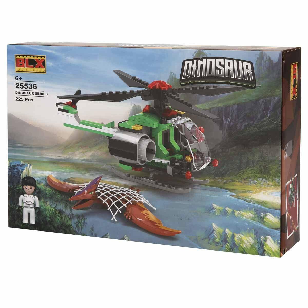 BLX Dinosaur Kanatlı Dinozorlar Ve Helikopter | 225 Parça Dinozor Dünyası Yapım Seti | Teknik İnşa Ve Keşif Oyun Seti