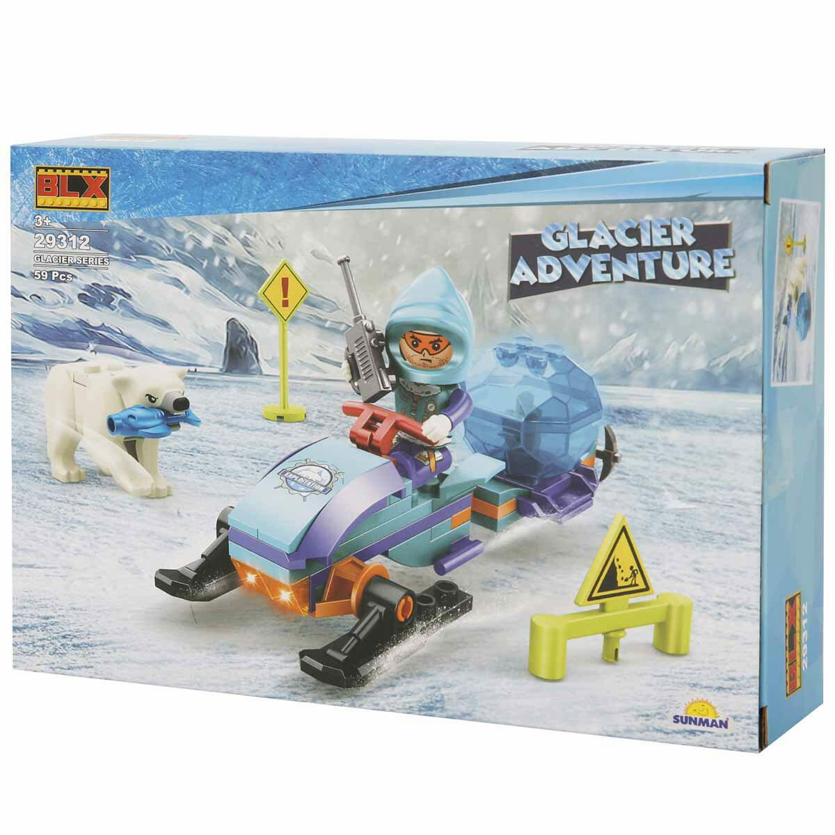 BLX Glacier Kar Motosikleti Ve Kutup Ayısı Yapım Seti | 59 Parça Blok Oyuncak | Figürlü Kuzey Kutbu Macera Seti