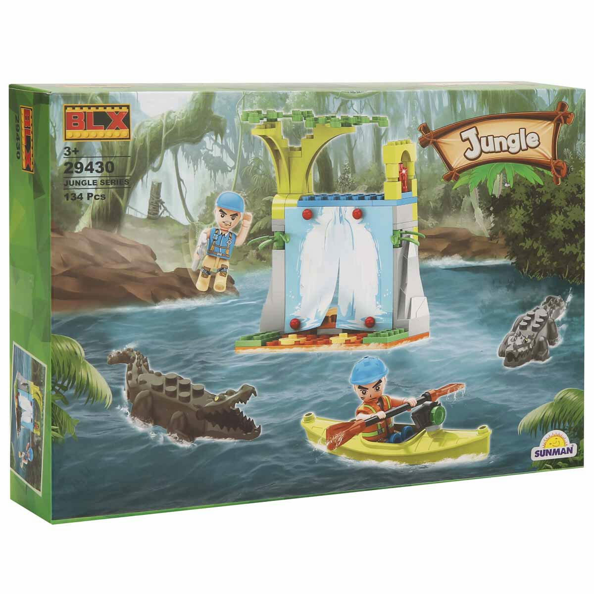 BLX Jungle Orman Ve Göl Macerası Yapım Seti | 134 Parça Blok Oyuncak | Timsahlı Ve Figürlü Vahşi Doğa Seti