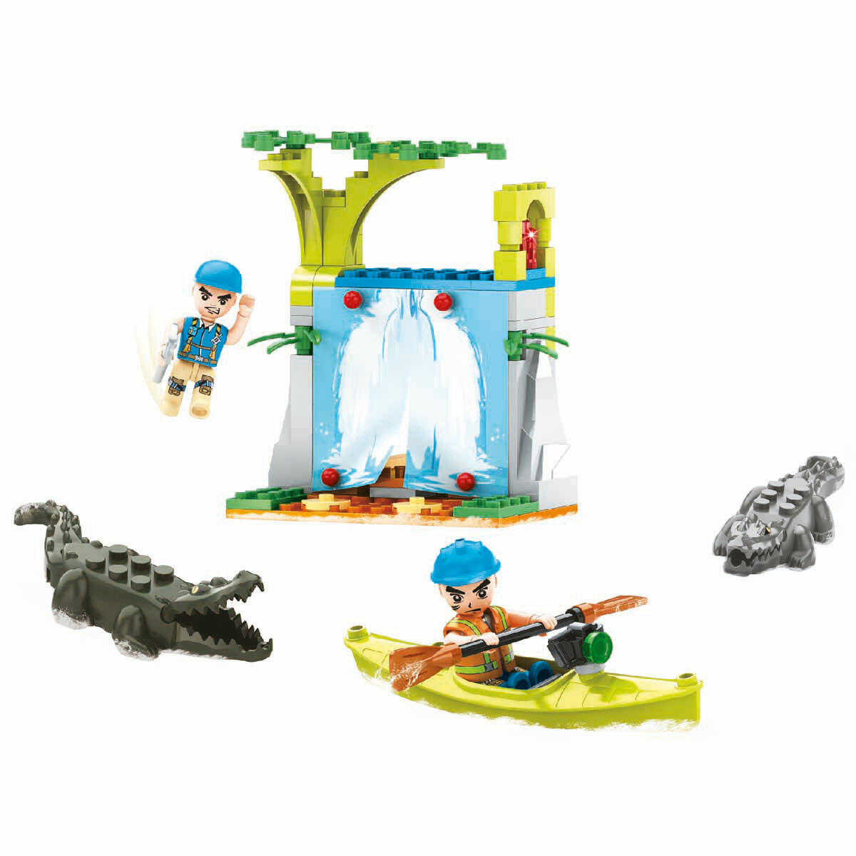 BLX Jungle Orman Ve Göl Macerası Yapım Seti | 134 Parça Blok Oyuncak | Timsahlı Ve Figürlü Vahşi Doğa Seti