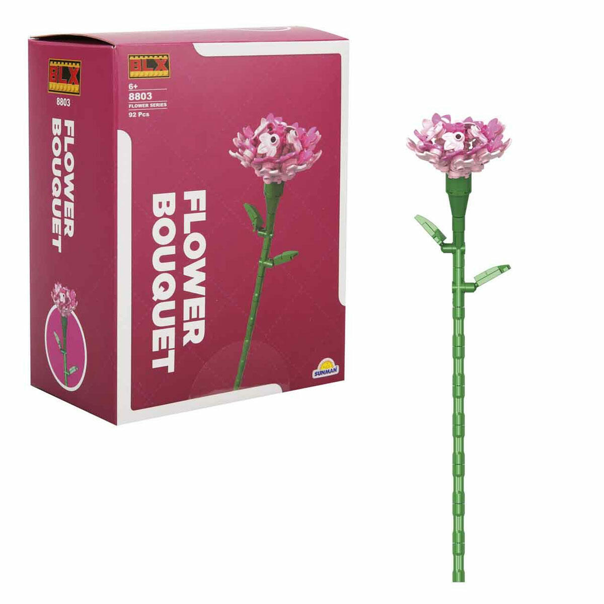 BLX Karanfil Buketi 92 Parça | Dekoratif Yapı Bloğu Çiçek Seti | Yetişkin ve Çocuklar İçin Hobi Seti