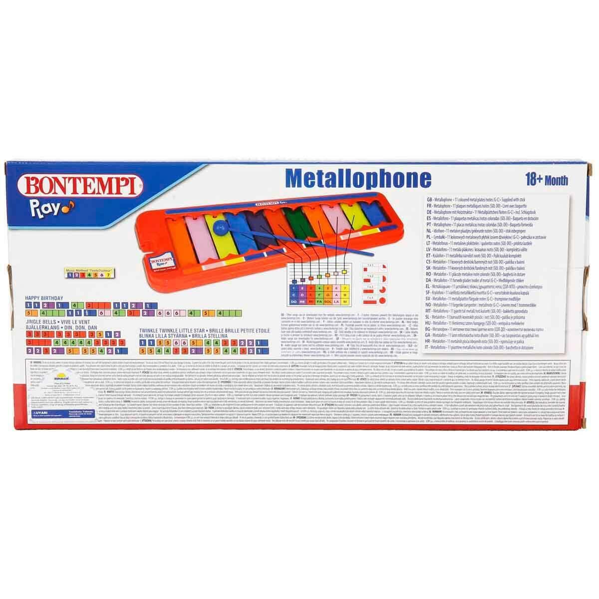 Bontempi Renkli Metal Ksilofon | 8 Notalı Eğitici Müzik Aleti | İlk Enstrümanım Tokmaklı Set