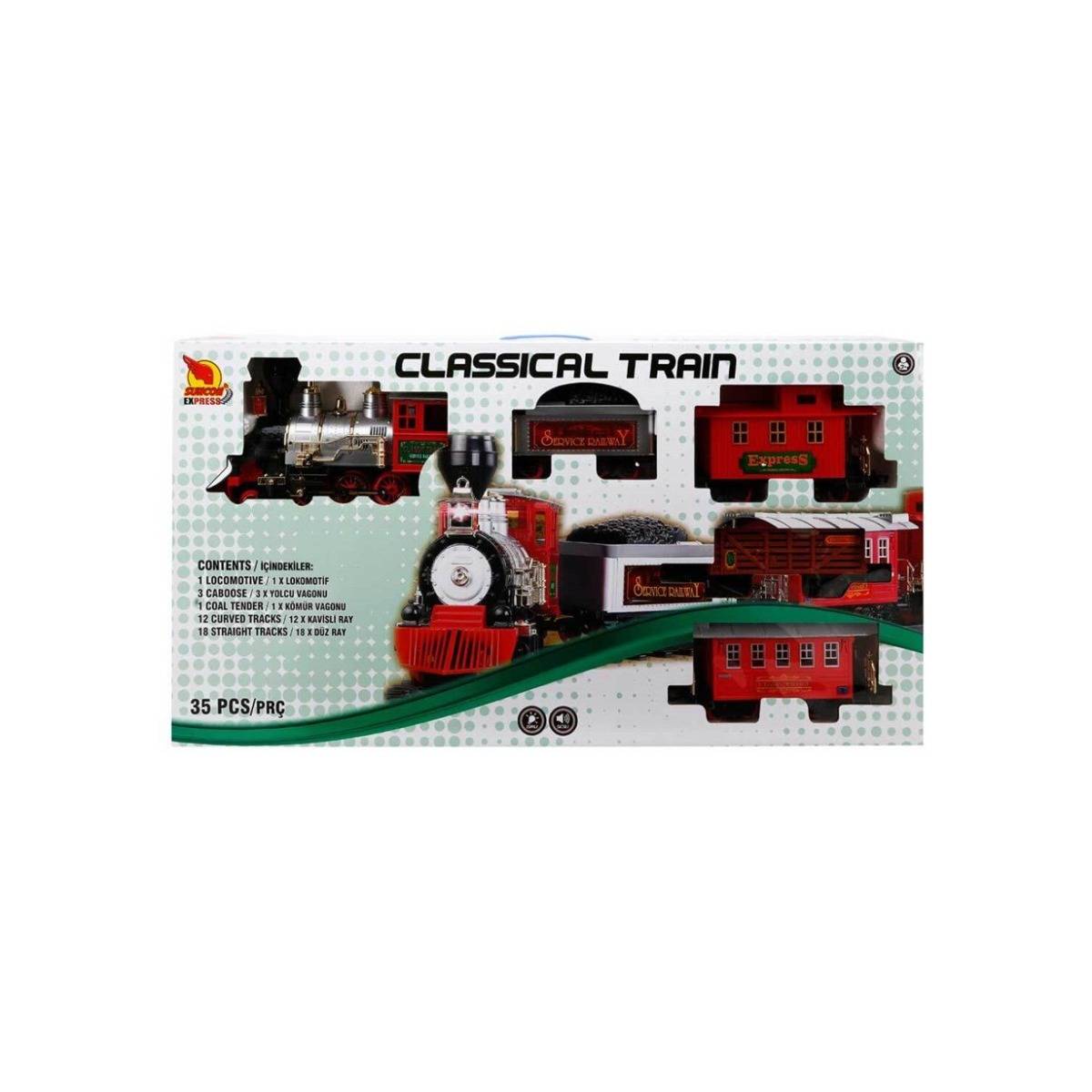 Klasik Tren Seti Sesli ve Işıklı 35 Parça