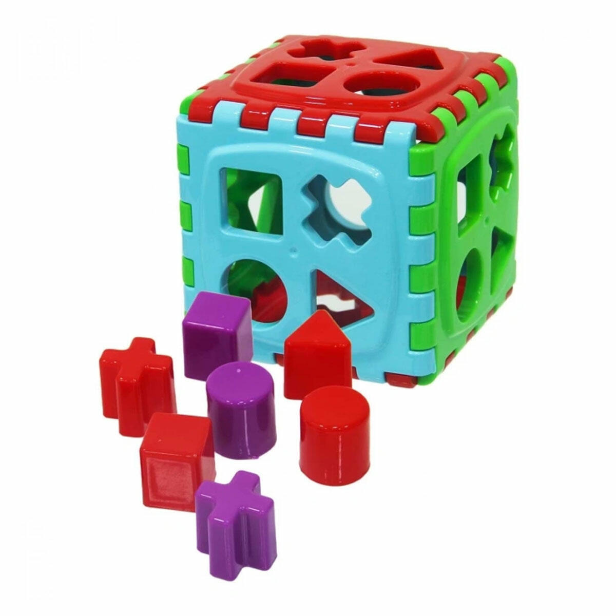 Bultak Küp Fileli | Eğitici Geometrik Şekil Yerleştirme Oyuncağı | Bebekler İçin Renk ve Şekil Öğretici Motor Gelişim Küpü