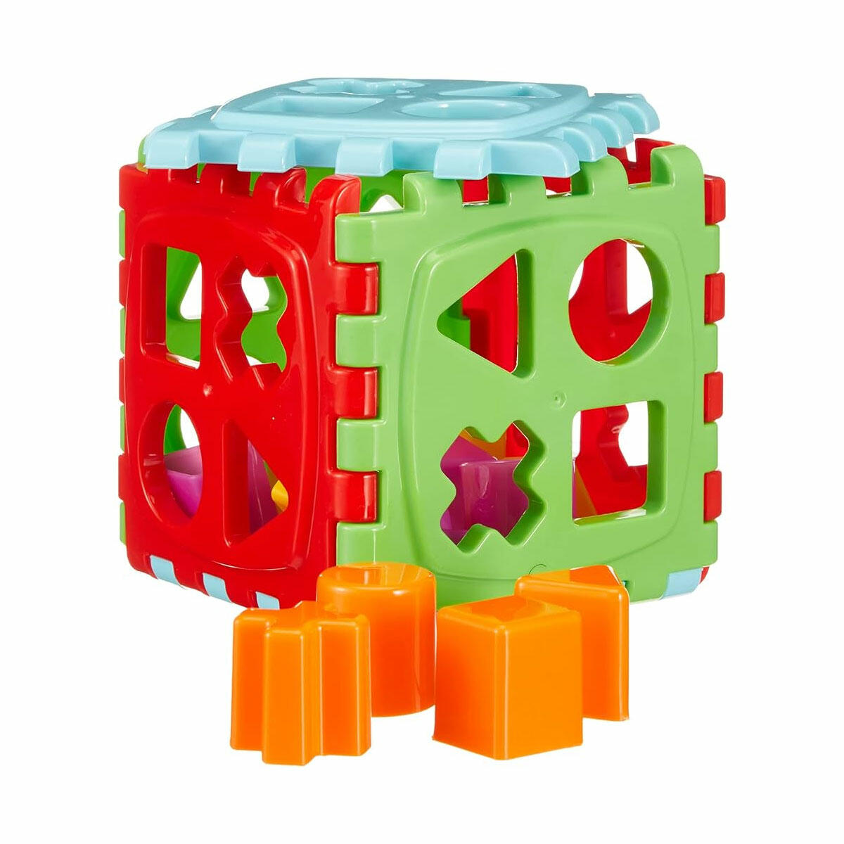 Bultak Küp Fileli | Eğitici Geometrik Şekil Yerleştirme Oyuncağı | Bebekler İçin Renk ve Şekil Öğretici Motor Gelişim Küpü
