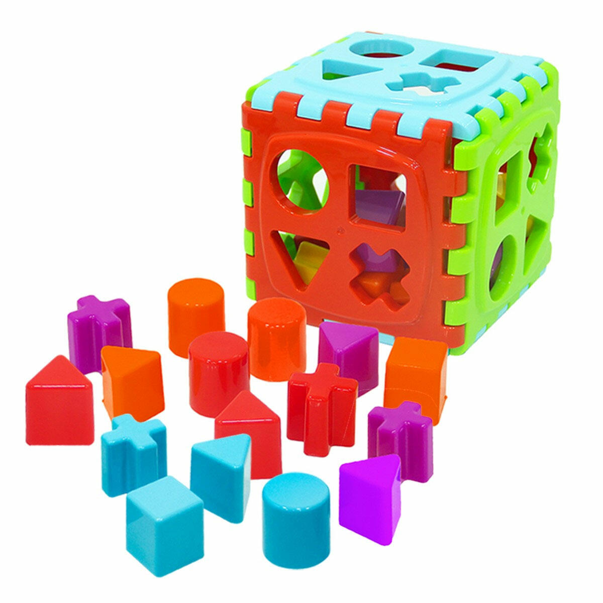 Bultak Küp Fileli | Eğitici Geometrik Şekil Yerleştirme Oyuncağı | Bebekler İçin Renk ve Şekil Öğretici Motor Gelişim Küpü