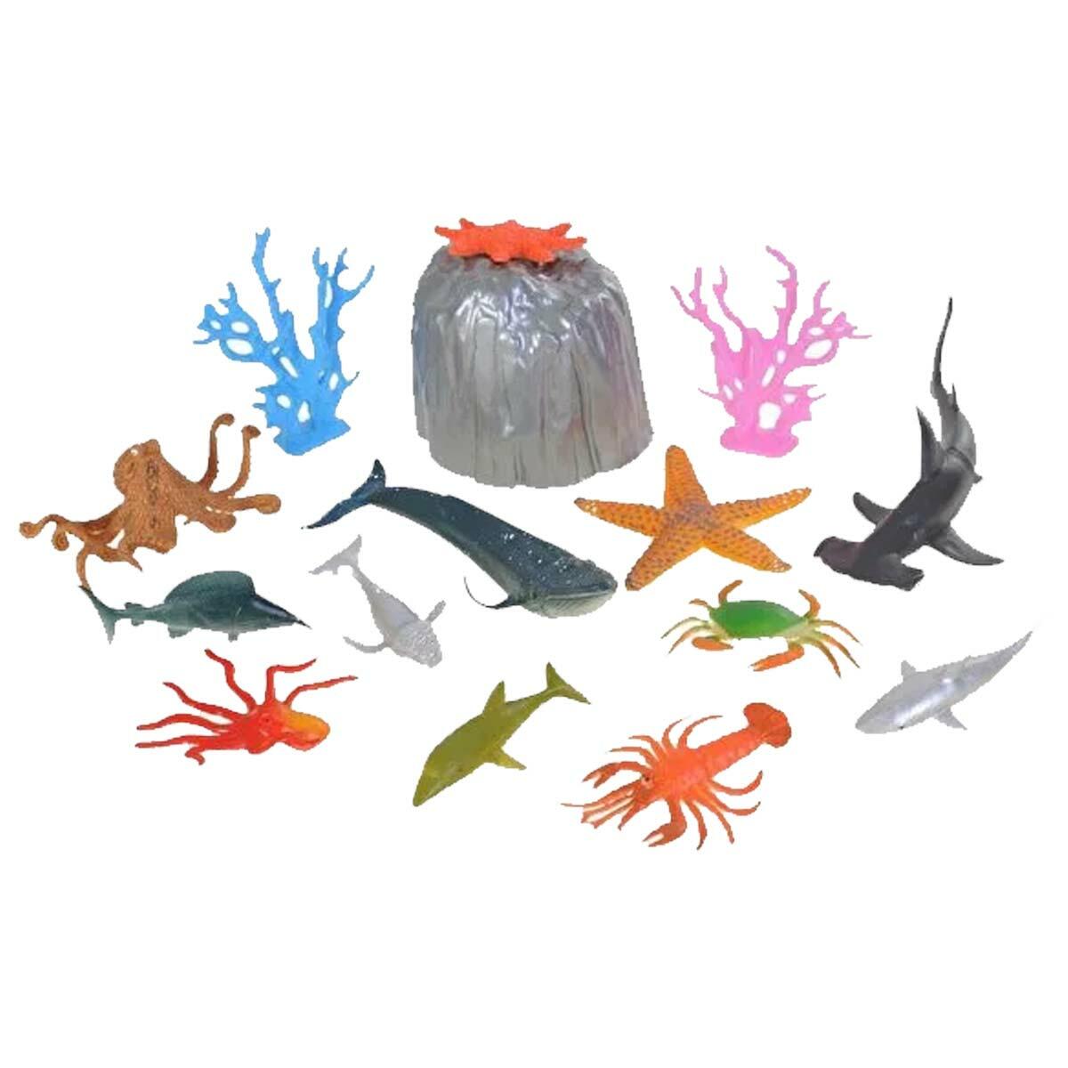 Büyük Kutuda Deniz Hayvanları Seti | 15 Parça Okyanus Macerası | Feyza Oyuncak Su Altı Dünyası