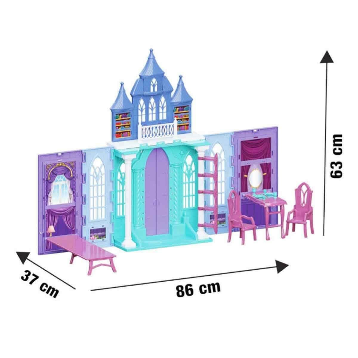 Buzlar Kraliçesi Şatosu Oyun Seti | 86 cm Dev Katlanabilir Şato | 30 cm Prenses Bebekli Ve Aksesuarlı Saray