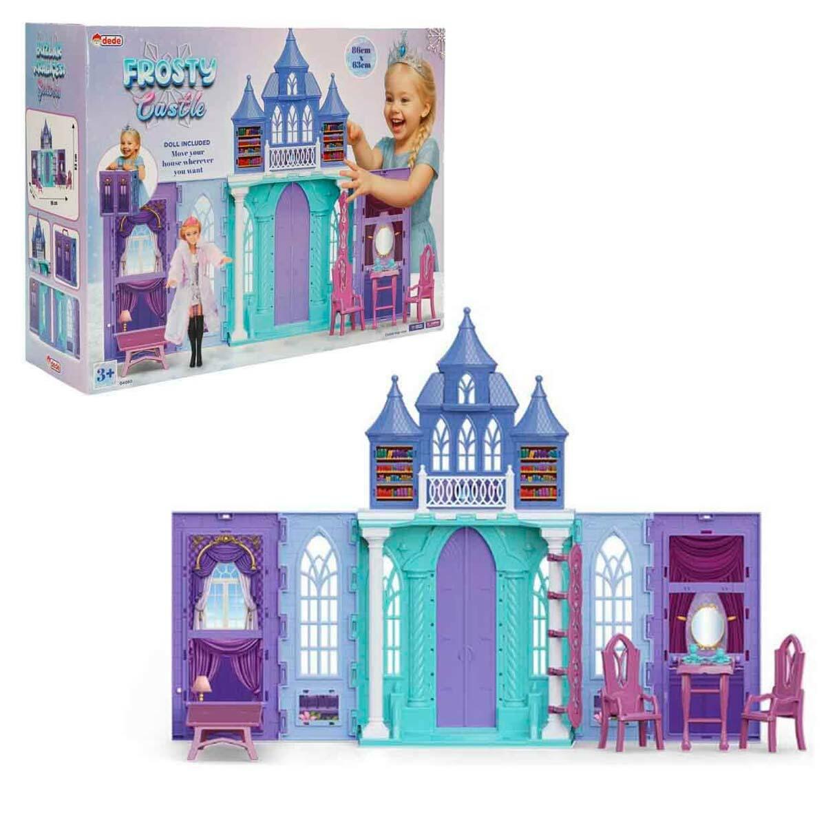 Buzlar Kraliçesi Şatosu Oyun Seti | 86 cm Dev Katlanabilir Şato | 30 cm Prenses Bebekli Ve Aksesuarlı Saray