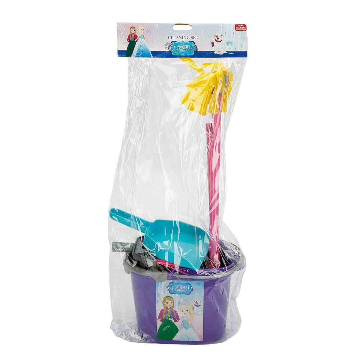 Uçar Oyuncak Buzlar Ülkesi PVC Temizlik Seti | 51 cm Eğitici Evcilik Oyuncağı | Çocuk Boy Süpürge ve Fırça Seti